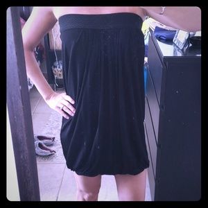 Bebe Black Strapless parachute dress